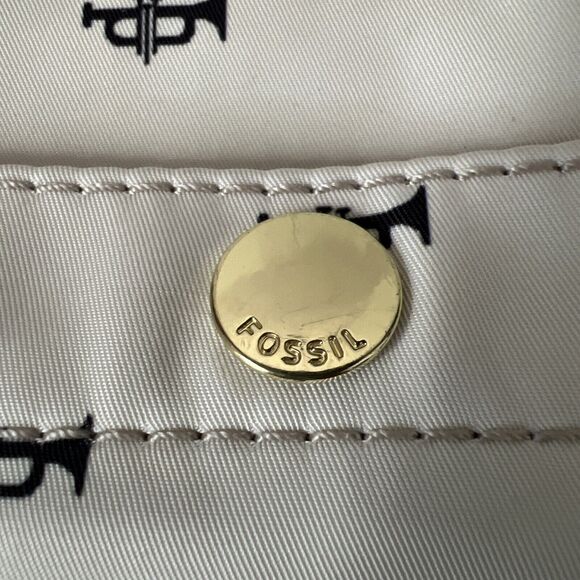 Fossil Key Per Crossbody Purse Novelty Trumpet Print Nylon Top Zip Pockets Music - Picture 3 of 13